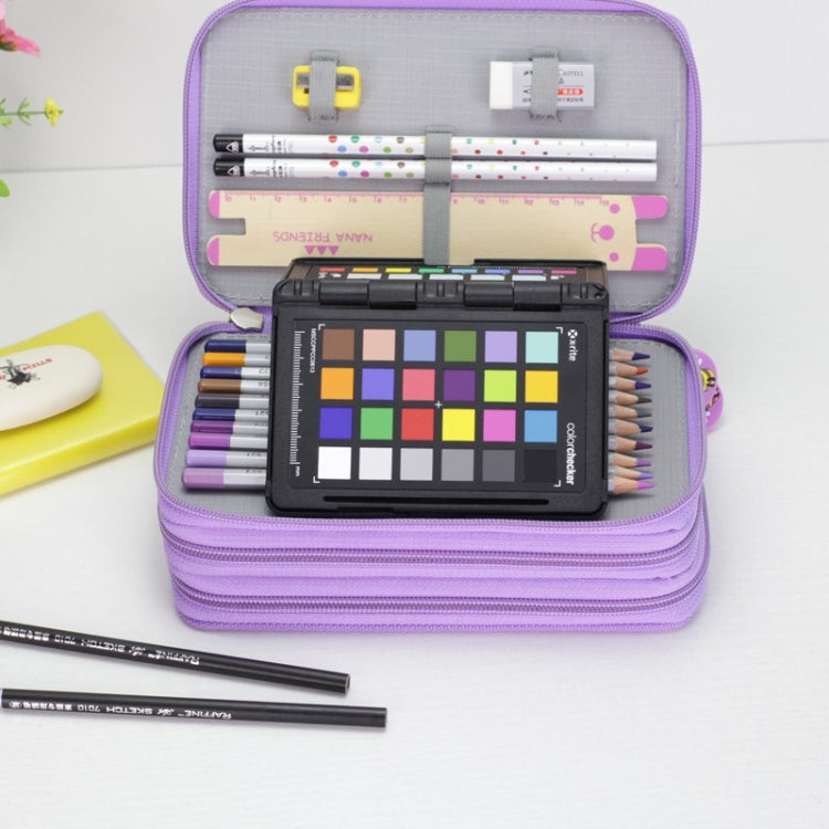 52孔3層鉛筆筆簾素描彩鉛筆袋學生文具袋
