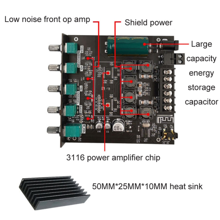 ZK-TB21 TPA3116D2 高低音調節2.1聲道藍牙全数字功放模塊