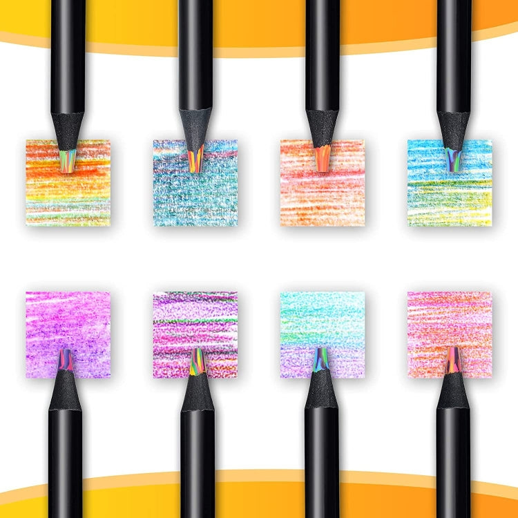 8色彩虹鉛筆套裝黑木彩色鉛筆繪畫塗鴉彩鉛筆