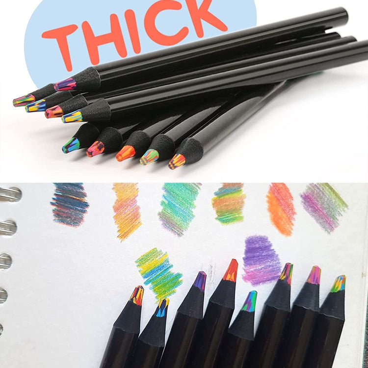 8色彩虹鉛筆套裝黑木彩色鉛筆繪畫塗鴉彩鉛筆