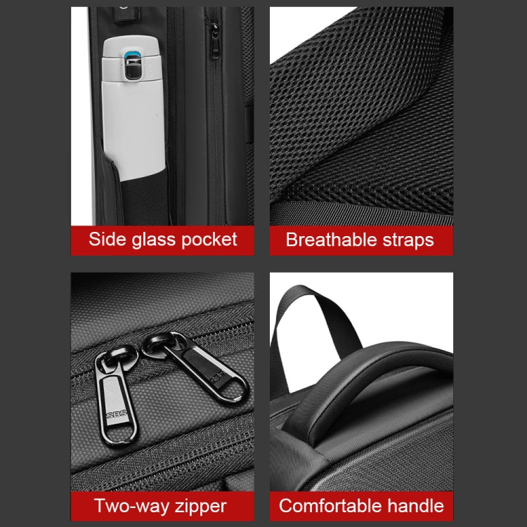 EVA硬殼可擴容筆記本電腦雙肩包 帶USB接口 多功能商務旅行背包