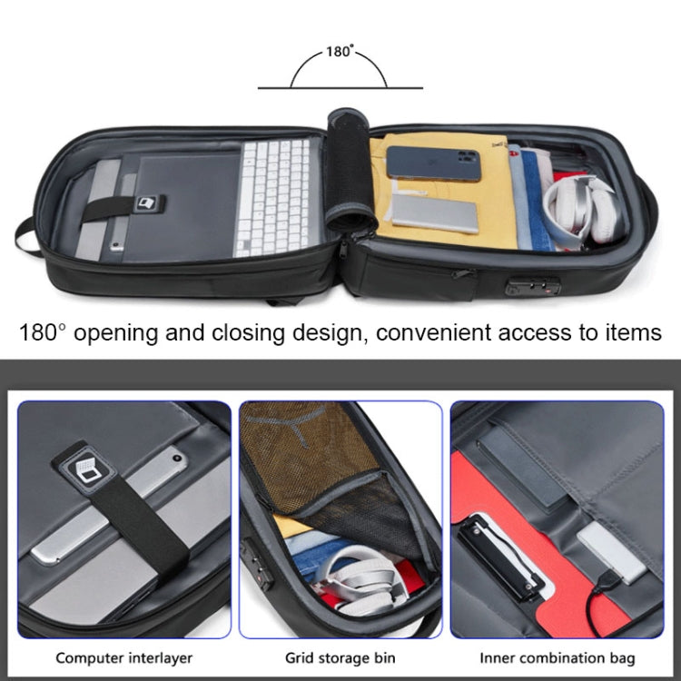 EVA硬殼可擴容筆記本電腦雙肩包 帶USB接口 多功能商務旅行背包