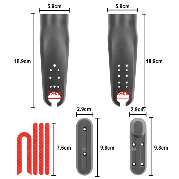 適用於小米M365 / PRO / 1S 滑板車配件 前叉塑膠保護蓋反光條套裝