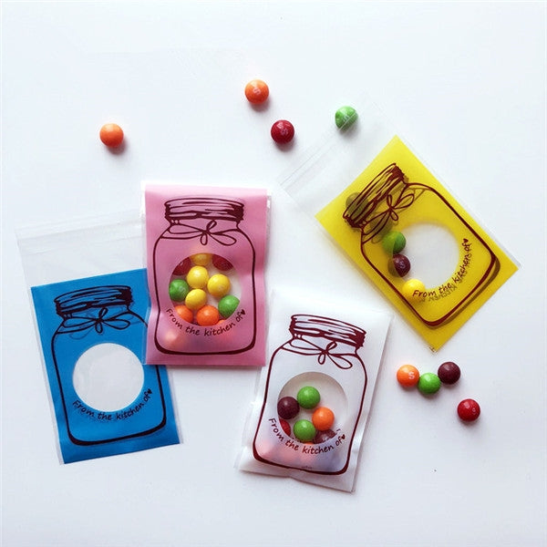 100個/套 可愛彩色瓶圖案婚禮生日餅乾糖果禮品包裝袋子