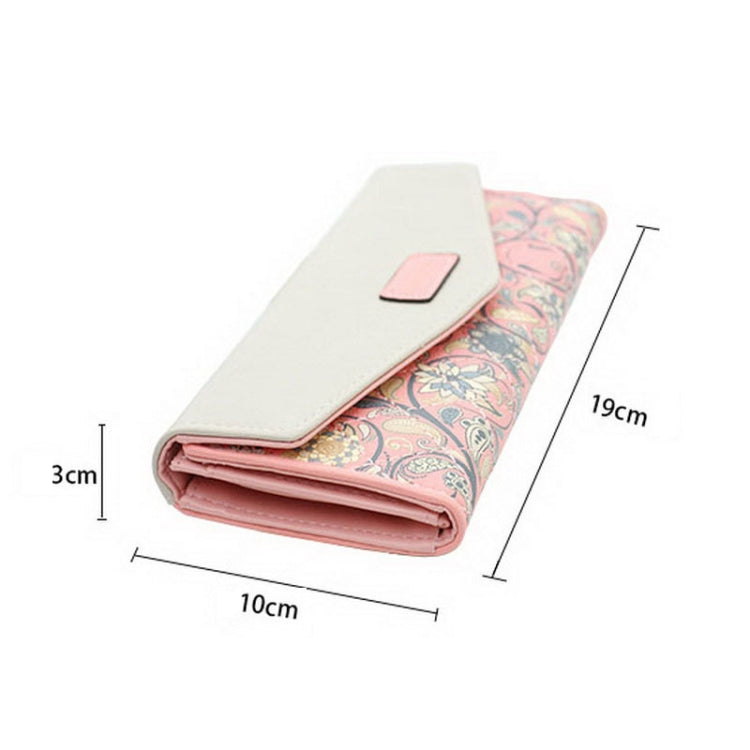 長款皮革女士碎花錢包手拿包