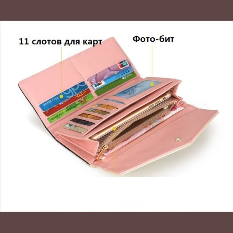 長款皮革女士碎花錢包手拿包