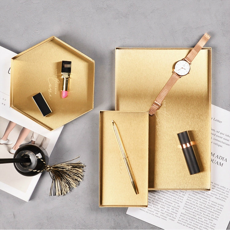 幾何形金色不銹鋼托盤收納盤