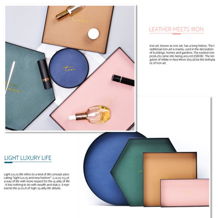 皮革鐵藝托盤玄關鑰匙雜物收納盒