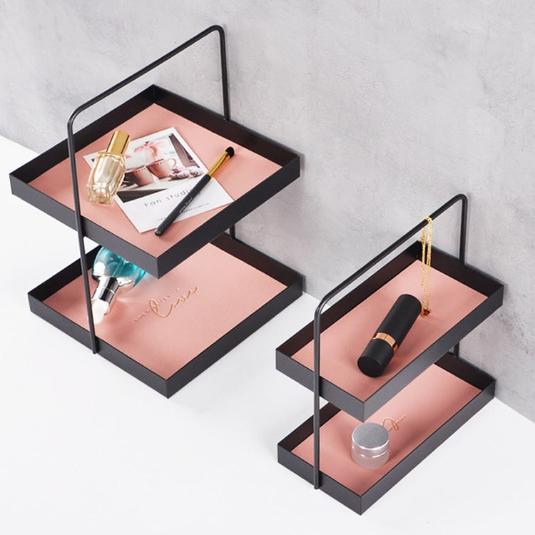 雙層皮革墊收納盤帶提手置物架零食托盤