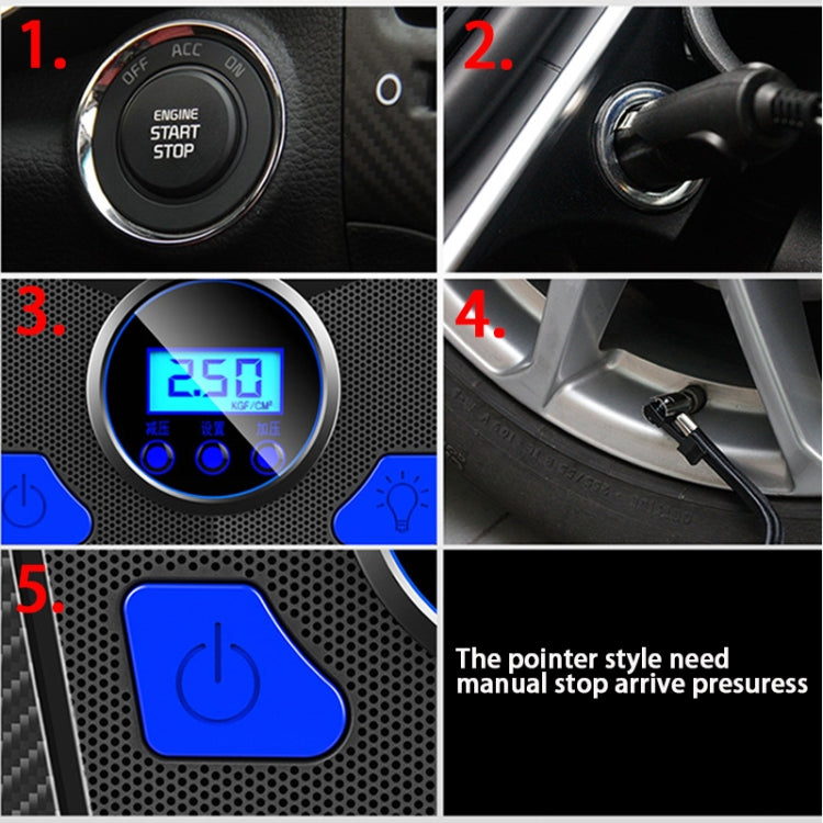 12v汽車充氣泵數顯充氣便攜式充氣泵帶自動關閉儀錶