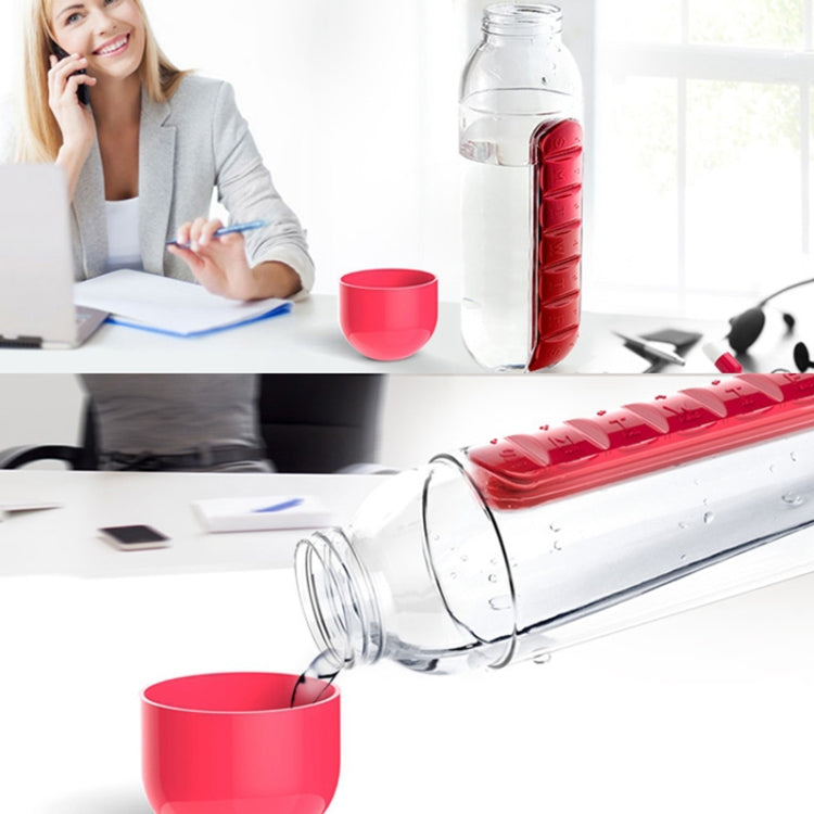 600毫升塑料水瓶藥丸杯 帶七天便捷藥盒水杯