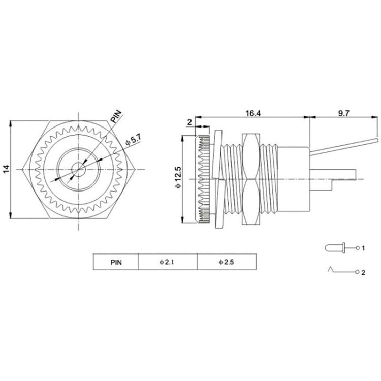 10個賣 DC099 DC電源插座母面板安裝連接器