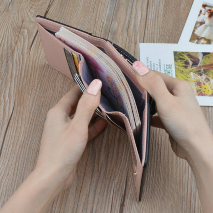 簡約迷你復古花朵短款女士摺疊錢夾零錢包