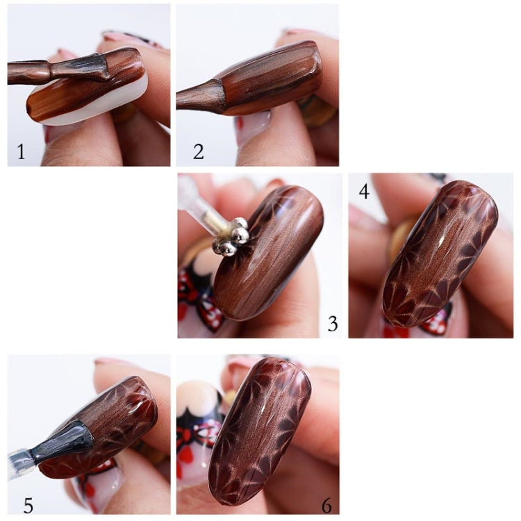 3件貓眼膠磁鐵筆雙頭磁性筆梅花烙印紋花磁筆美甲貓眼磁鐵新工具