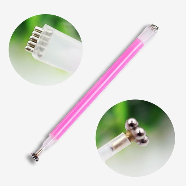 3件貓眼膠磁鐵筆雙頭磁性筆梅花烙印紋花磁筆美甲貓眼磁鐵新工具