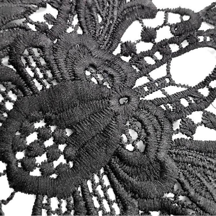 蕾絲立體鏤空胸花骷髏頭刺繡布貼DIY服裝配飾，尺寸：約31 x 21cm