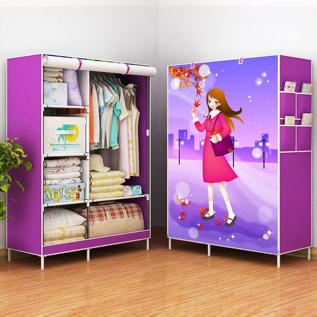 無紡布框架加固衣櫃 單桿DIY組裝收納整理櫃 可拆卸服裝傢具