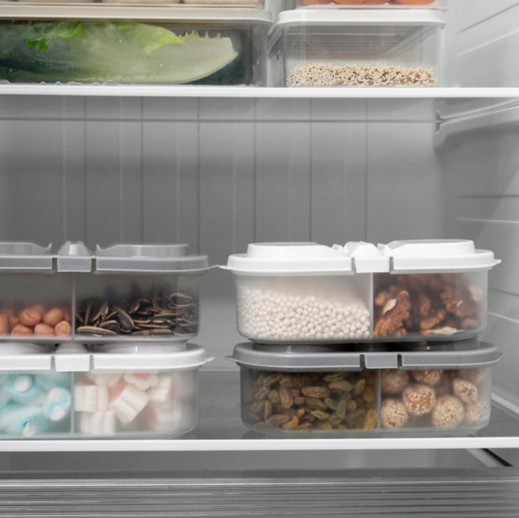 5件一賣 雙格帶蓋廚房食品雜糧密封罐多功能冰箱儲物收納盒