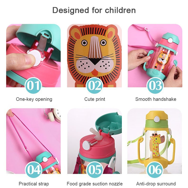 400毫升嬰兒奶瓶硅膠兒童飲料杯彈跳開口帶手柄帶卡通圖案嬰兒飲水杯