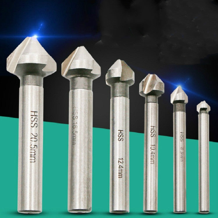 6合一套裝 90度三刃倒角刀木工銑刀倒角器開孔器