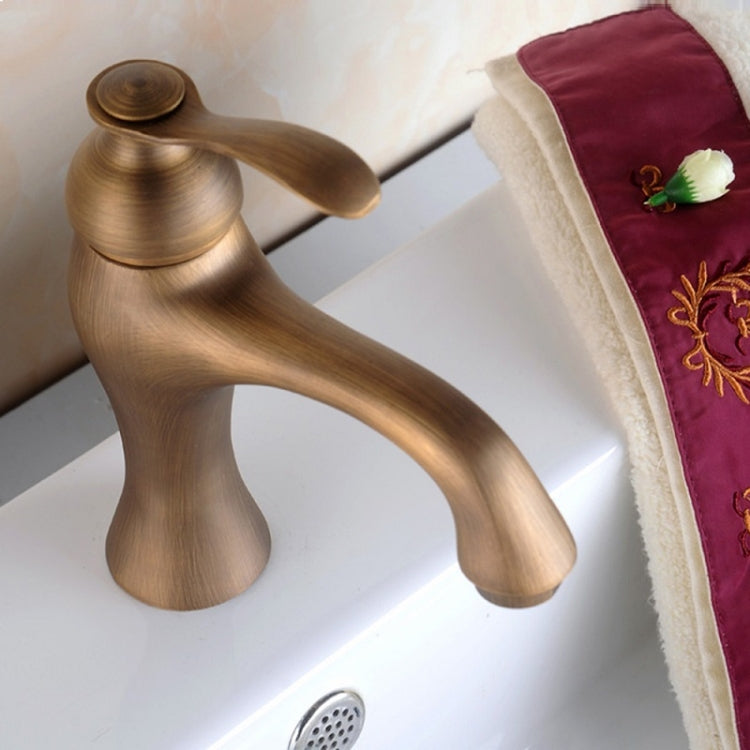 仿古全銅單孔台下盆冷熱水龍頭