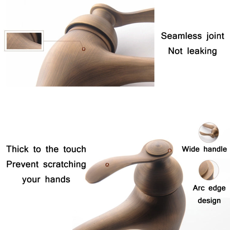 仿古全銅單孔台下盆冷熱水龍頭