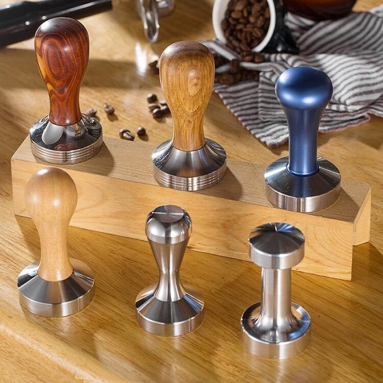 不銹鋼實木手柄一體化咖啡壓粉器