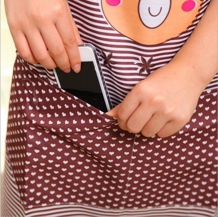 廚房防油卡通熊圍裙帶袖套