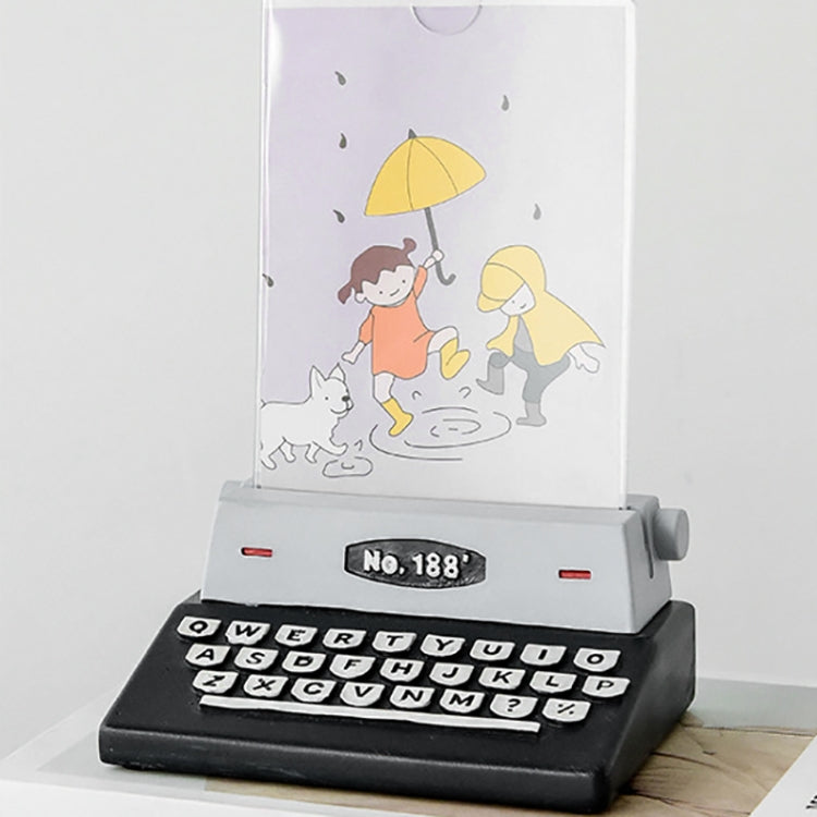 五個一賣  創意咖啡老式木製打字計算機照片夾桌面留言夾備忘錄夾子