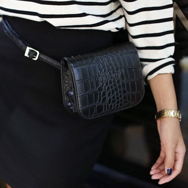 復古女士鱷魚皮革腰包旅行腰帶錢包腰包