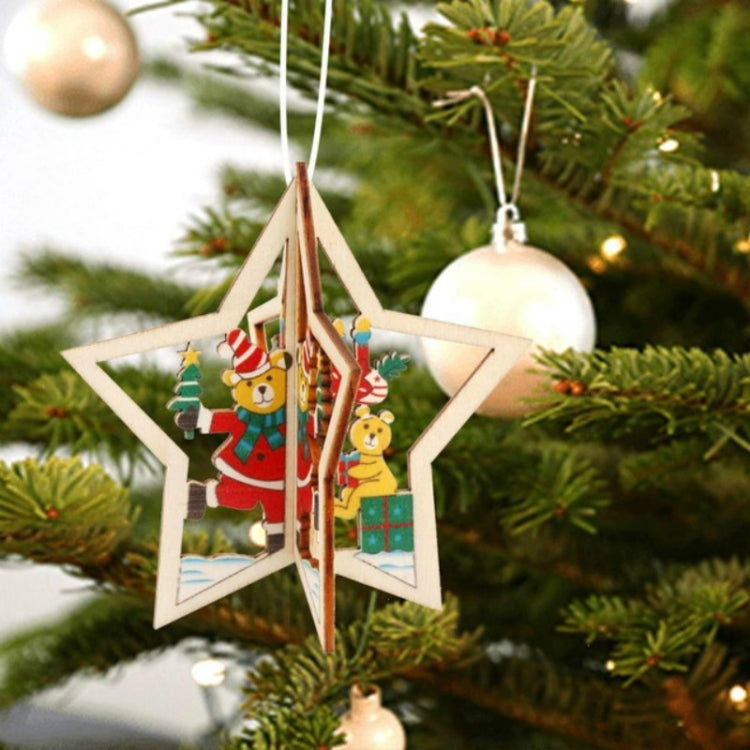 3D聖誕木製吊墜聖誕樹裝飾 DIY聖誕老人聖誕樹裝飾