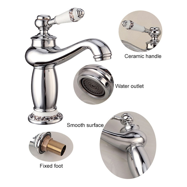 全銅仿古冷熱雙開青花瓷水龍頭