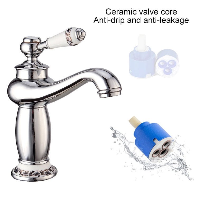 全銅仿古冷熱雙開青花瓷水龍頭