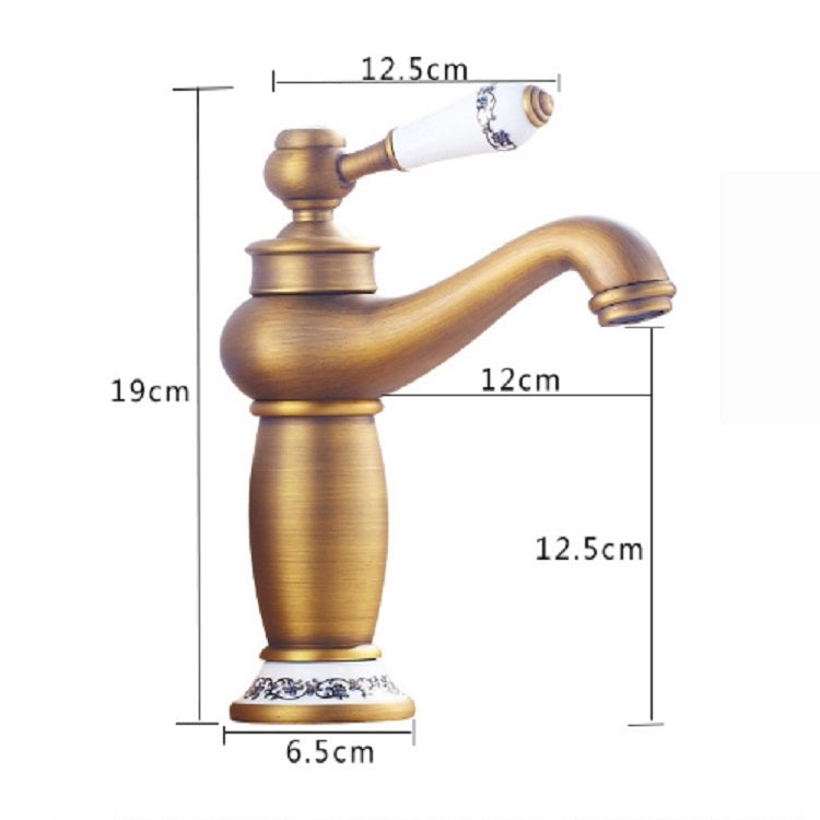 全銅仿古冷熱雙開青花瓷水龍頭