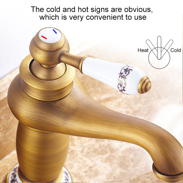 全銅仿古冷熱雙開青花瓷水龍頭