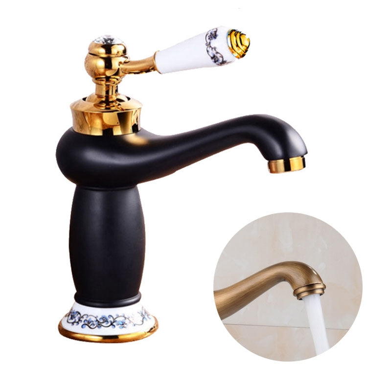 全銅仿古冷熱雙開青花瓷水龍頭