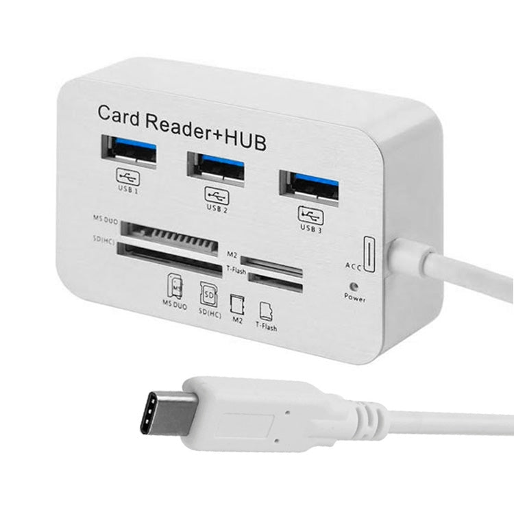 3口USB 3.1 Type-C HUB + MS DUO/SD/M2/TF卡 讀卡器 帶LED指示燈