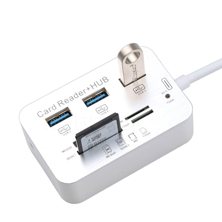 3口USB 3.1 Type-C HUB + MS DUO/SD/M2/TF卡 讀卡器 帶LED指示燈