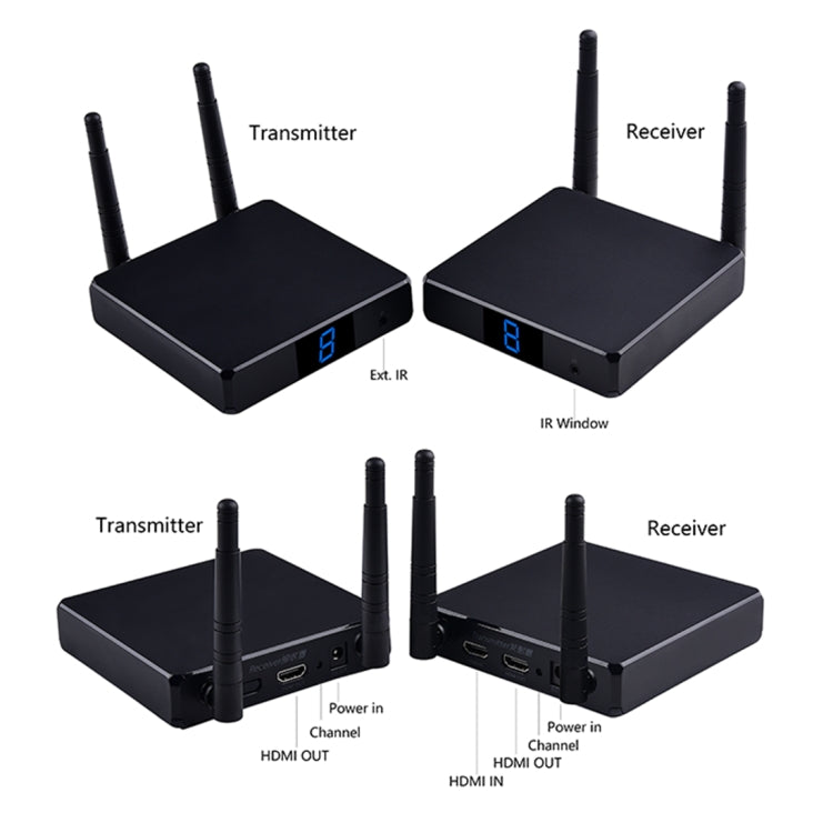 Measy FHD686 全高清1080P 3D 5-5.8GHz 無線HDMI傳輸器帶显示屏，支持紅外遙控&無線同屏功能，傳輸距離：200m