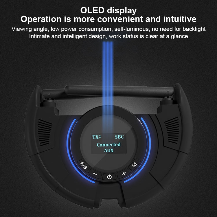 TX800 光纖藍牙5.0音頻適配器藍牙發射器接收器帶雙天線&OLED显示屏