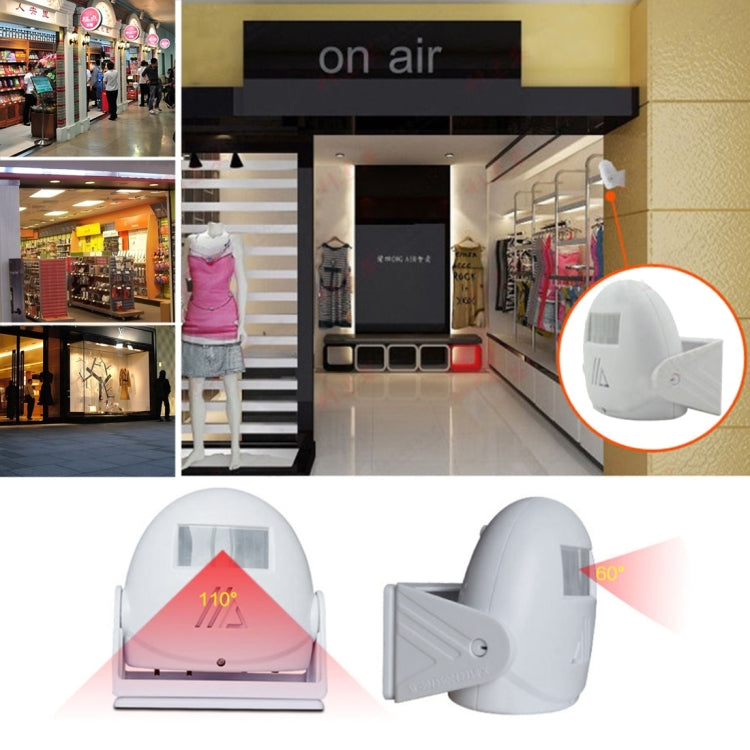 5301 無線紅外運動感應智能迎客警示門鈴，紅外距離10米