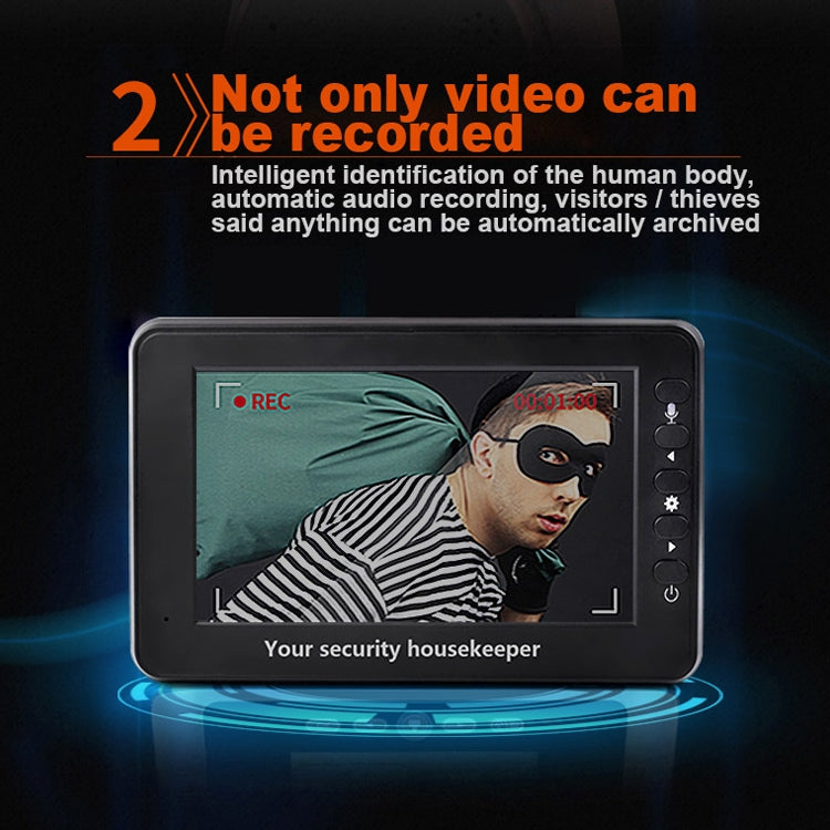 M4300A 4.3英寸显示屏300萬像素智能可視門鈴 支持最大32GBTF卡&移動偵測&紅外夜視