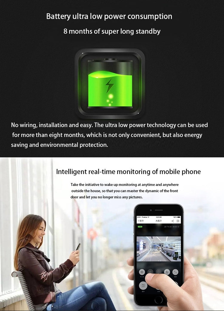 維世安 VS-M2 低功耗無線智能門鈴攝像機 支持TF卡&夜視&PIR偵測/手機APP