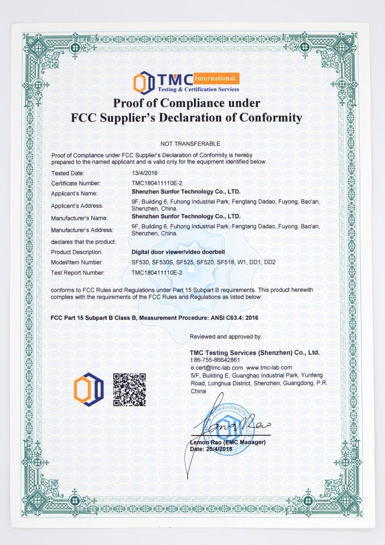 SN520A 智能电子貓眼 家用無線門鈴帶3.5英寸显示屏 100萬攝像頭