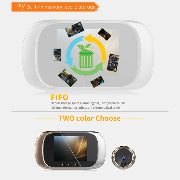 DD1 智能电子貓眼攝像頭門鈴帶2.8英寸液晶显示屏，支持紅外夜視