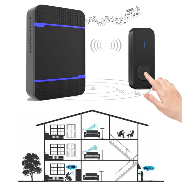 N15K-1T1-B 110dB Wireless IP55 Waterproof Low Power Consumption WiFi Doorbell Receiver with Night Light , 53 Music Options, Receiver Distance: 300m