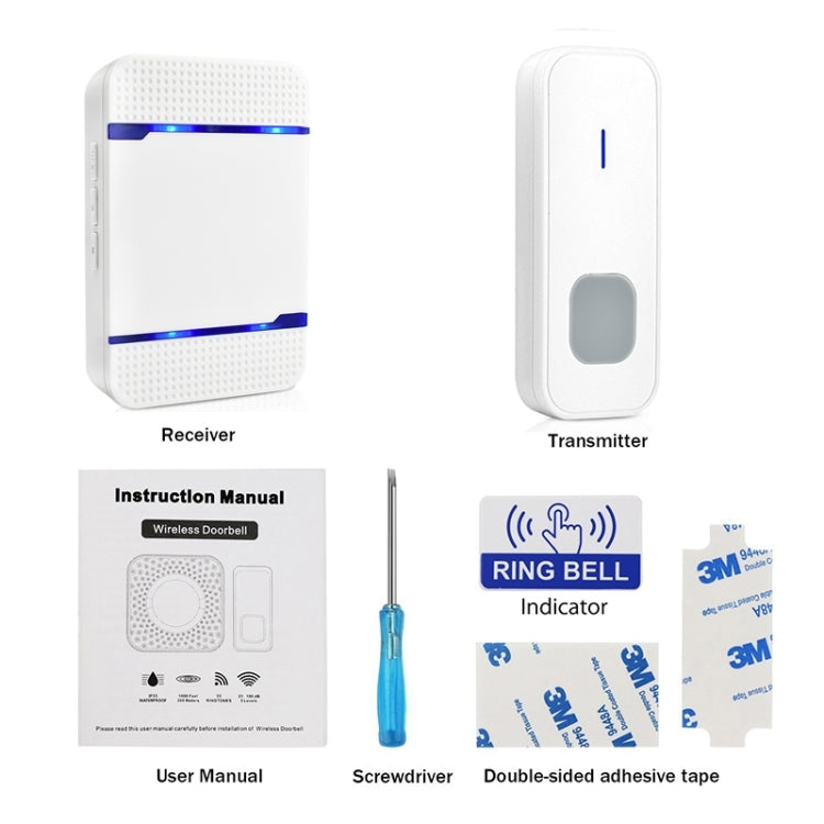 N15K-1T1-B 110dB Wireless IP55 Waterproof Low Power Consumption WiFi Doorbell Receiver with Night Light , 53 Music Options, Receiver Distance: 300m