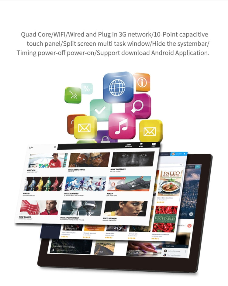 HSD1020T 10.1英寸IPS觸摸屏一體機帶支架, 2GB+16GB 10.1英寸安卓8.1 RK3288八核 支持OTG 歐規/美規/英規