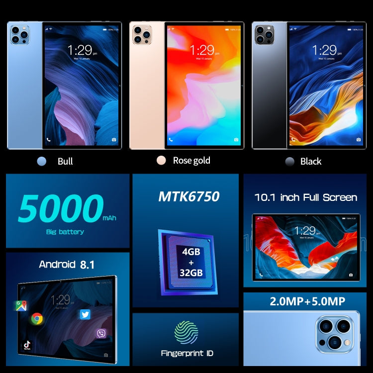 PA15 10.1寸4G平板 安卓8.1 MTK6750八核 4GB+32GB 支持雙卡, WiFi, 藍牙, GPS