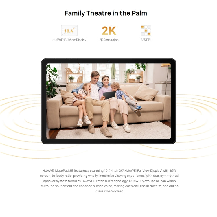 HUAWEI MatePad SE平板Wi-Fi版 10.4英寸 6GB+128GB HarmonyOS 3 高通驍龍680八核 支持WiFi/藍牙，不支持谷歌商店 , 6GB+128GB, Wi-Fi 6GB+128GB